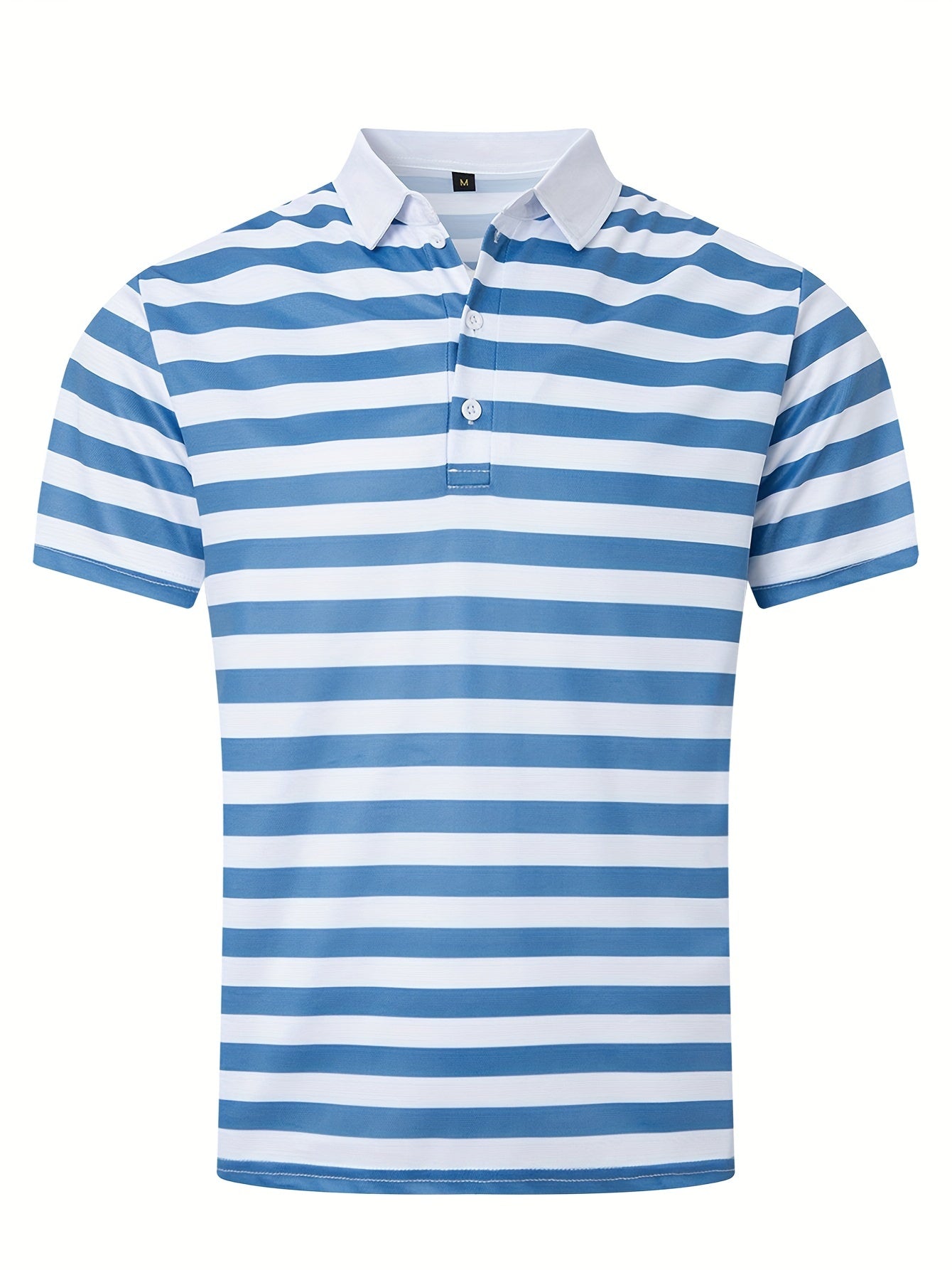 Men'S Short-Sleeve Polo Shirt with Print Stripes for Casual Summer Wear.