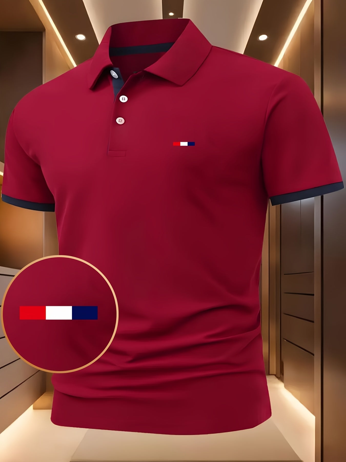 Men'S Light Blue Polo Shirt with Geometric Print - Short Sleeve, Button-Up Collar, Casual Summer Top for Outdoor Sports & Leisure, Comfortable Fit, Casual Summer Wear | Geometric Print Shirt | Comfortable Fit Shirt