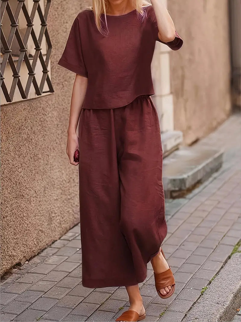 Solid Polyester Pants