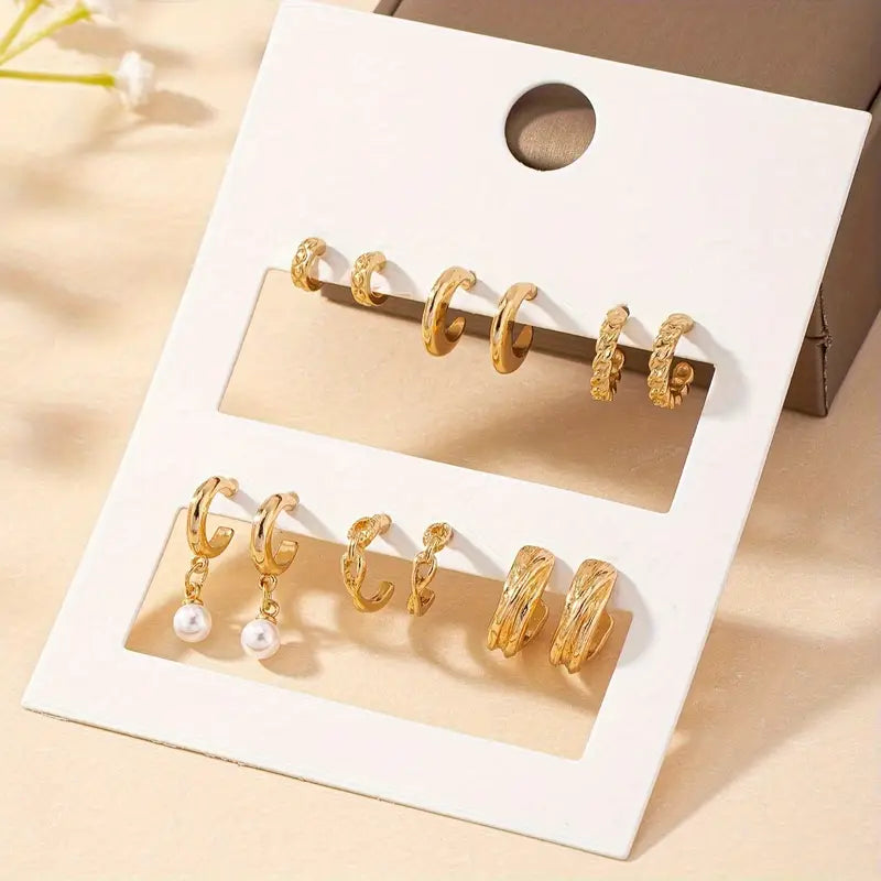 Modern Earrings with Gold-tone