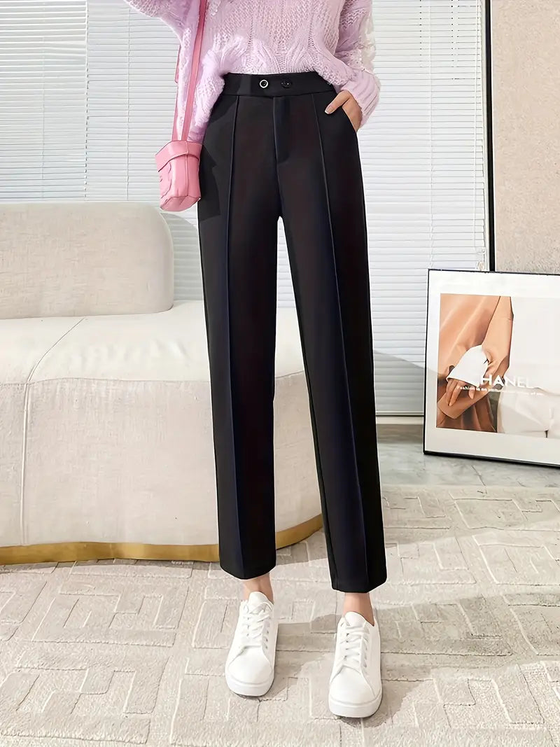 Solid Fleece Pants Tapered Pants For