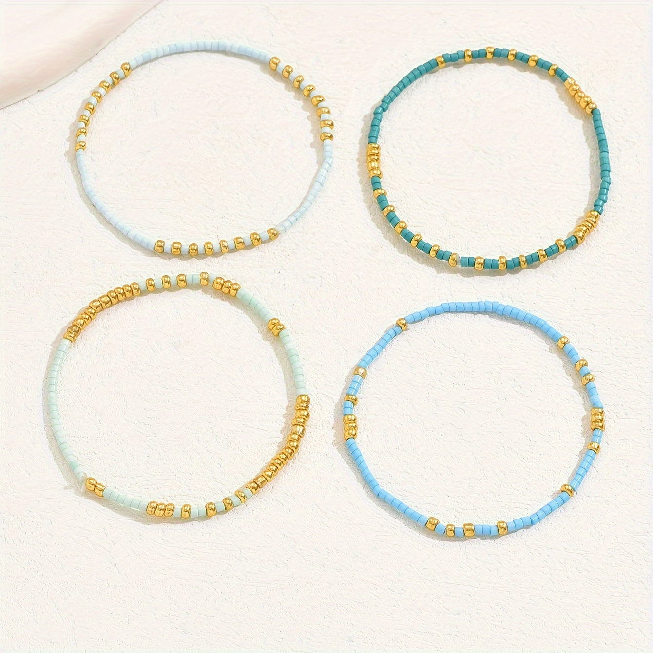 Boho 4-Piece Bracelet Set with Polished finish