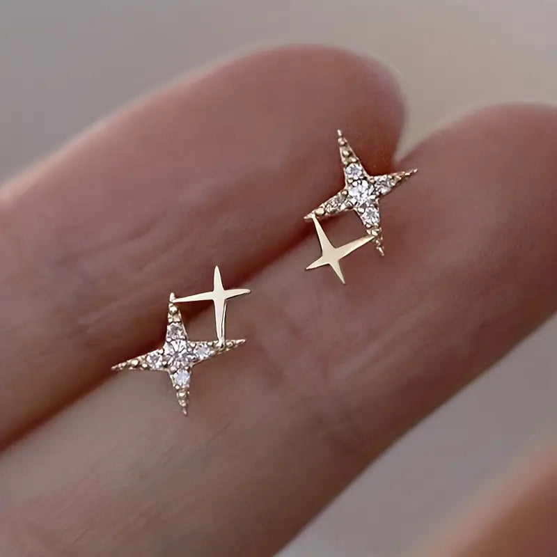 Modern Earrings with Gold-tone