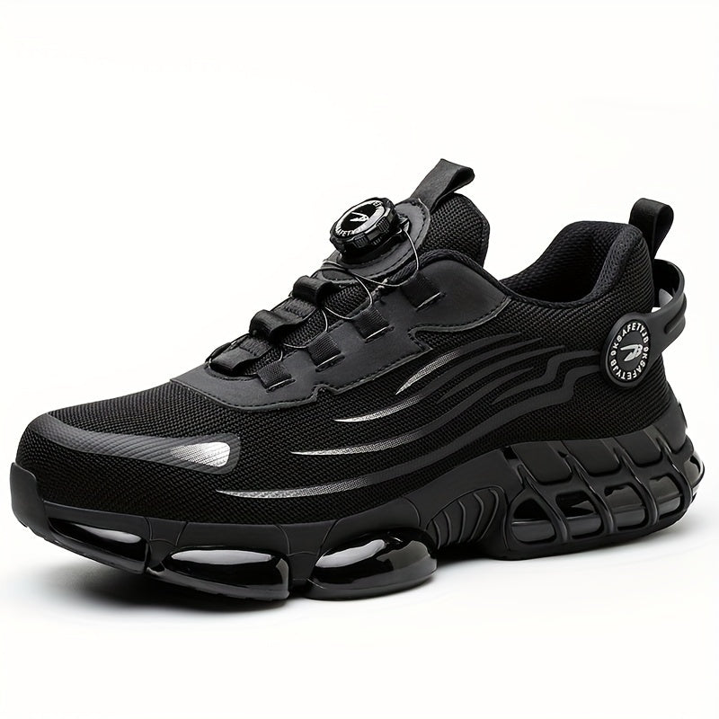 9KSAFETYWB Men'S & Women'S Breathable Mesh Shoes with Shock-Absorbing Air Cushion Sole, Durable Rubber Outsole, Lace-Up Low-Top Design for All-Season Comfort - Ideal for Work & Casual Wear, Work Shoes, Industrial Footwear, Modern Sneakers, Fabric Upper