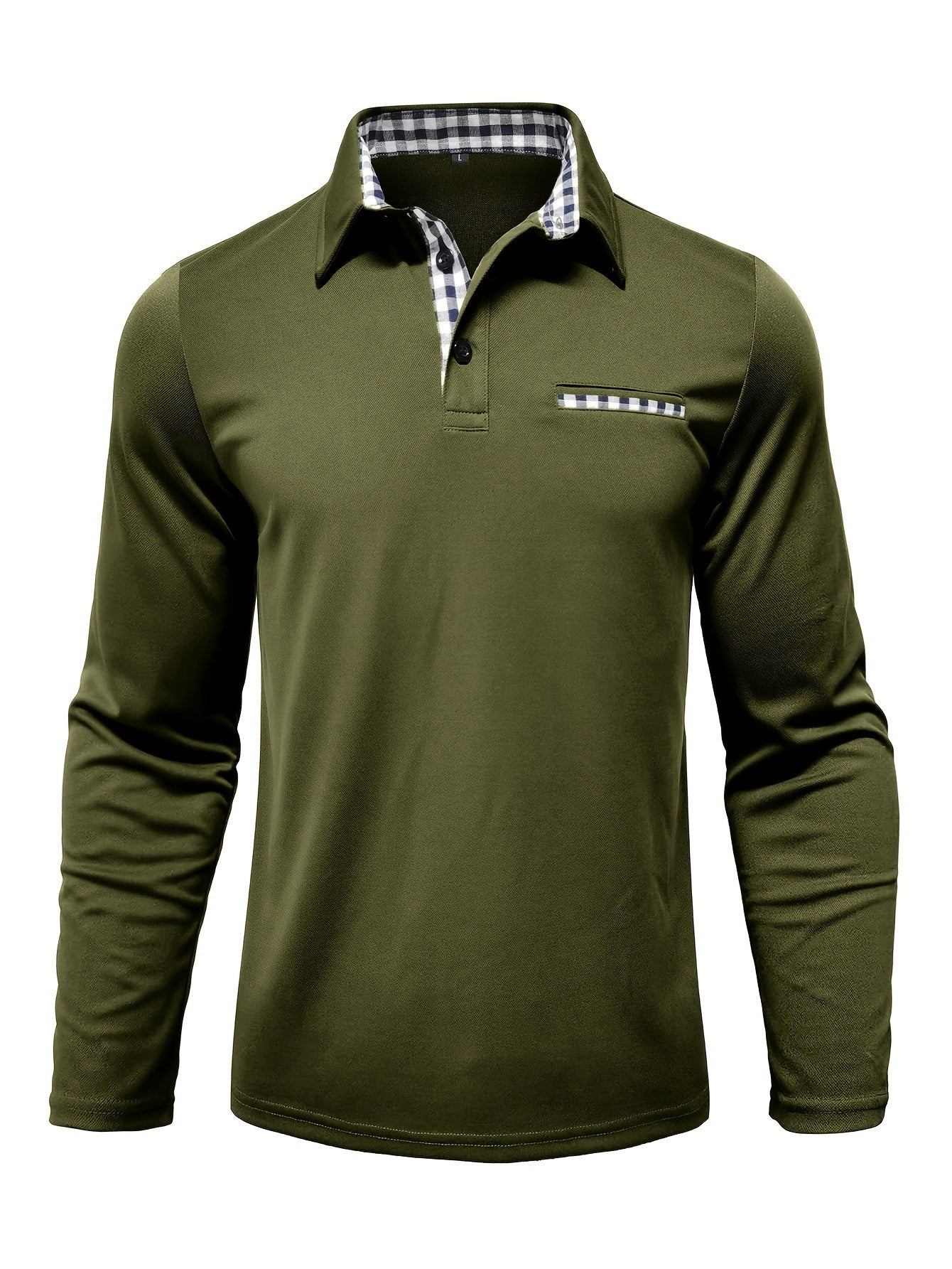 2024 Fall Casual Men'S Long Sleeve Polo Shirt with Color Block Design, Polyester Knit Fabric, Regular Fit, Half Placket, and Slight Stretch