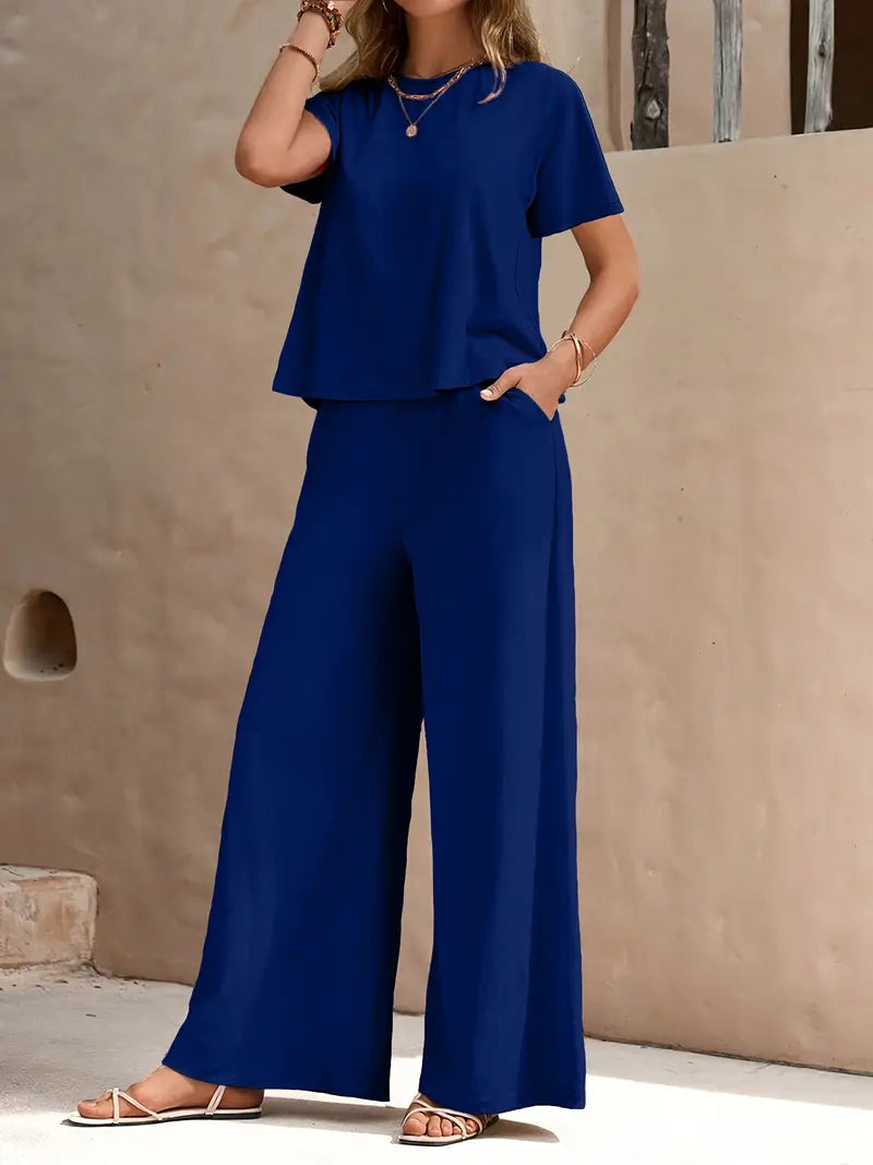 Solid Polyester Sweater 2-Piece Set