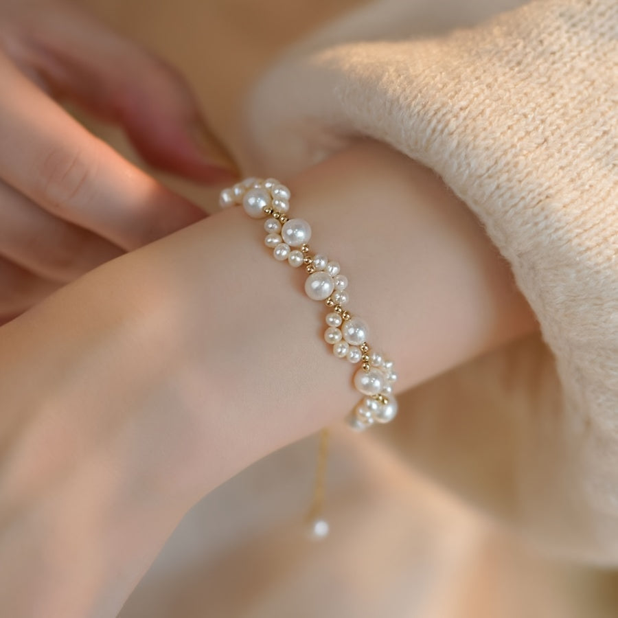 Modern 1-Piece Bracelet Set with Pearl-inspired