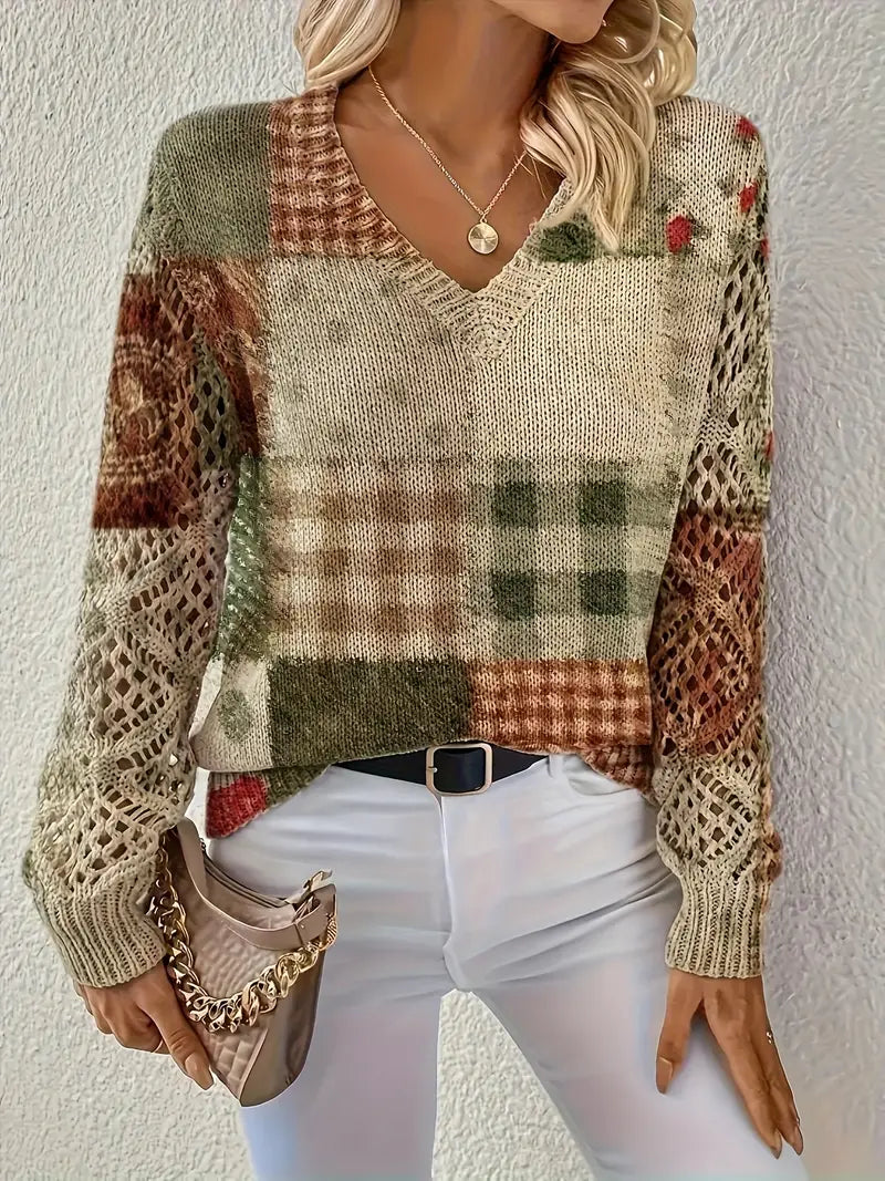 Floral Knit Sweater Graceful Autumn And