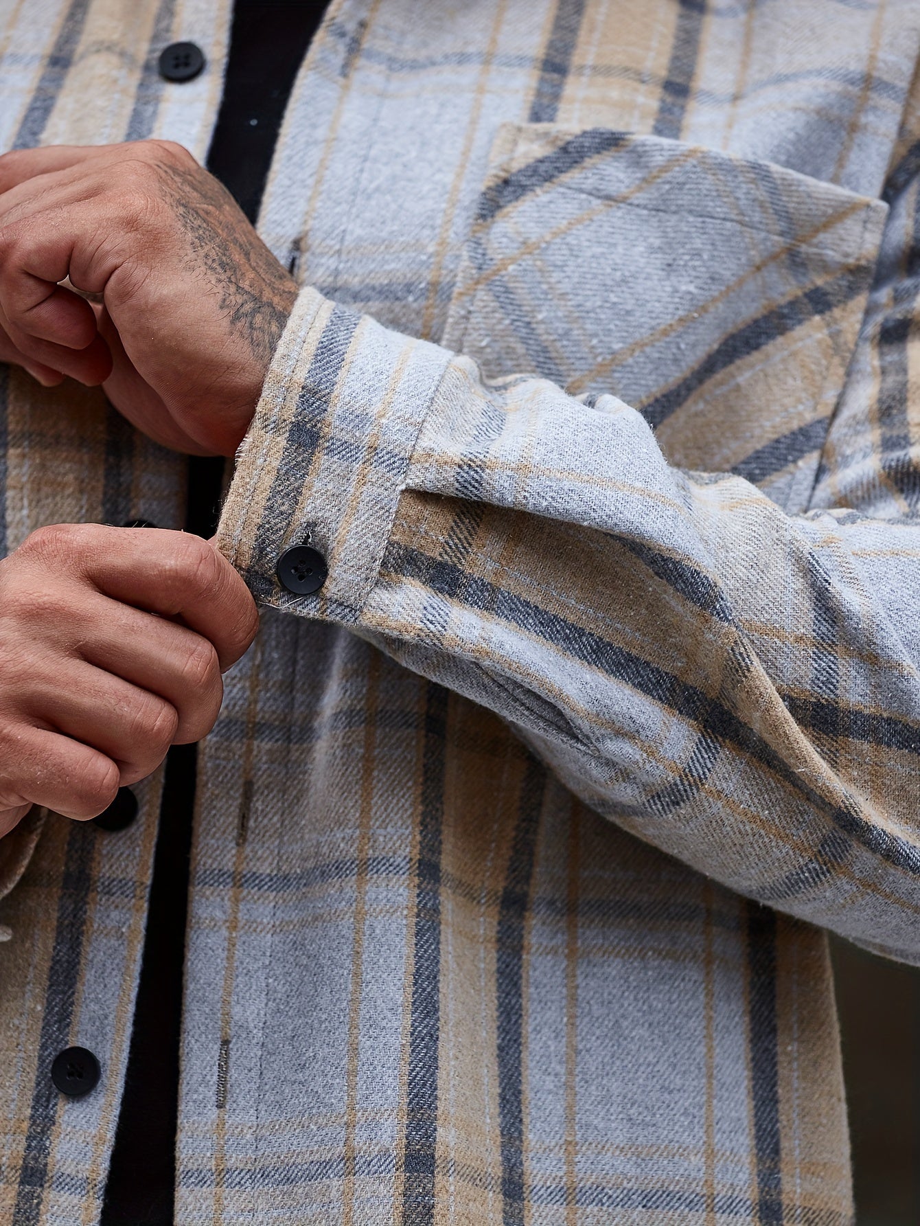 Men's Casual Flannel Shirt Coat - Solid Color Lapel Button-Up with Chest Pocket, Machine Washable Non-Stretch Fabric, Regular Fit Autumn Winter Outerwear, Autumn Apparel, Flannel, Long Sleeve Button Casual Shirt