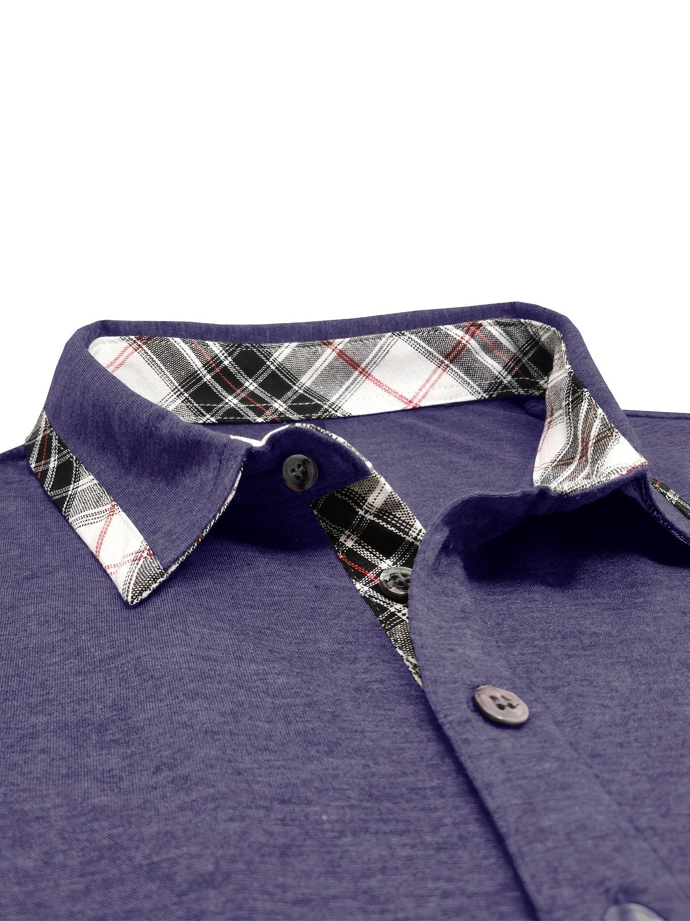 Men'S Plus Size Short Sleeve Polo Shirt with Plaid Collar and Button Details - Casual Summer Style, Regular Fit, Slight Stretch Fabric, Plus Size Shirts, PLUS SIZE