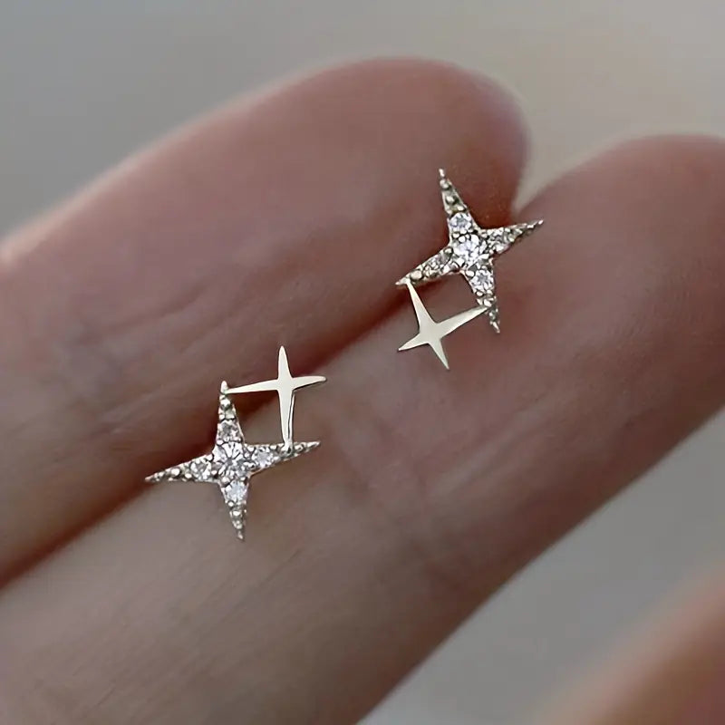 Modern Earrings with Gold-tone