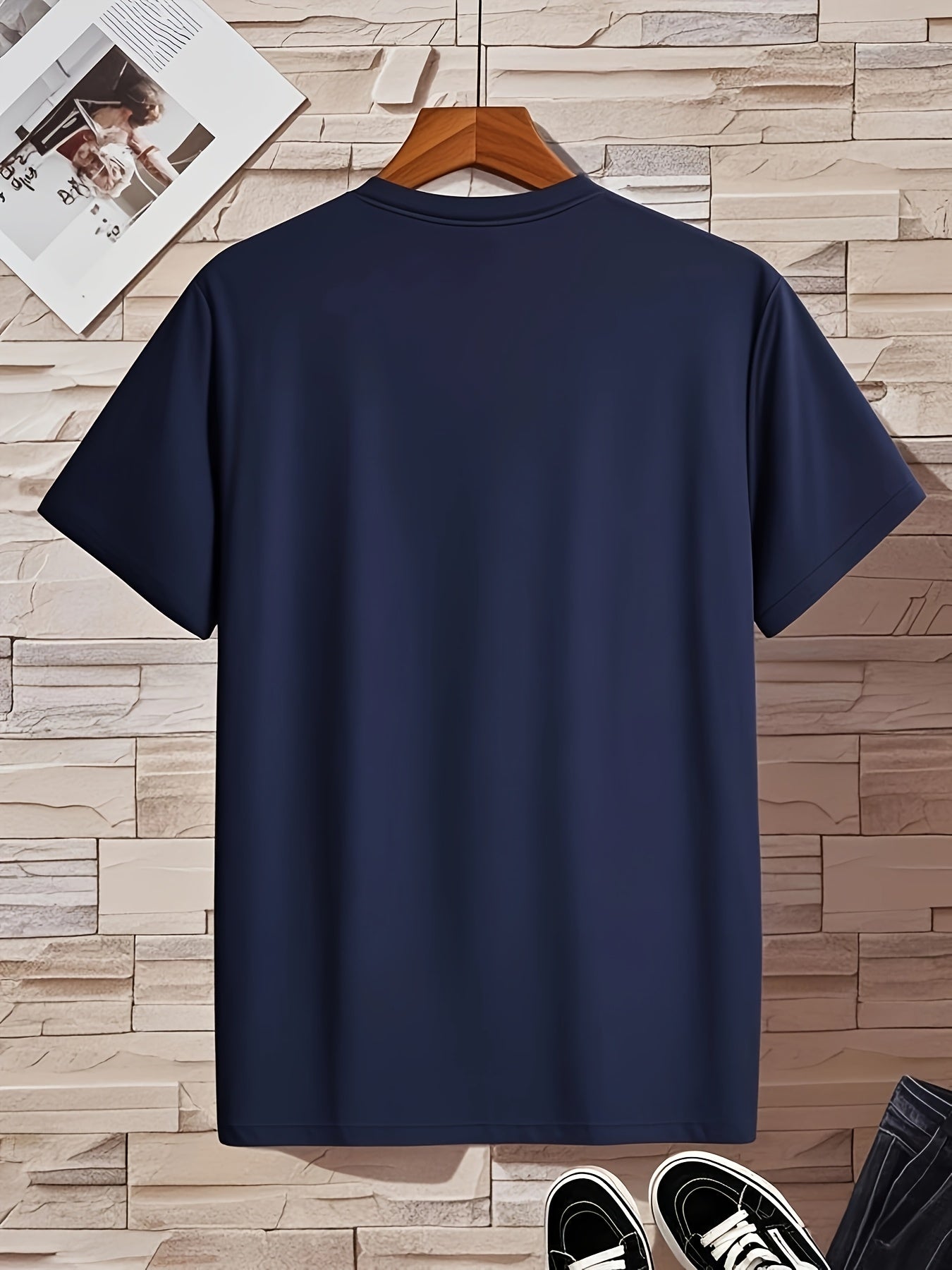 Men'S V-Neck Short Sleeve T-Shirt - Lightweight & Breathable, Casual Fit, Solid Black, Perfect for Summer, High-Quality Knit Fabric, Everyday Tshirt | Casual Style | Comfortable Fit