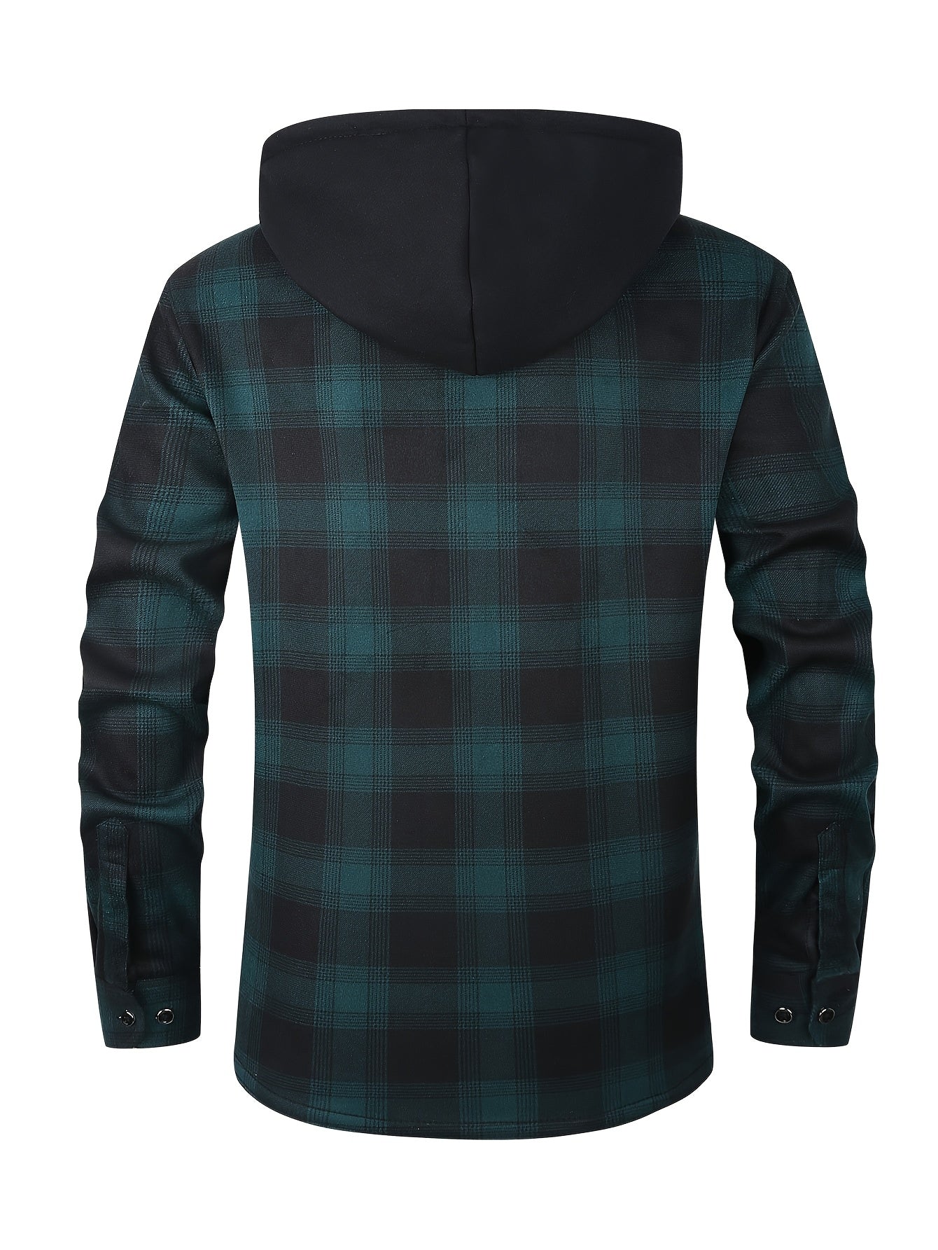 Men's Fleece-Lined Hoodie - Casual & Sporty, Plaid Pullover with Button Detail, Long Sleeve, Loose Fit for Fall/Winter