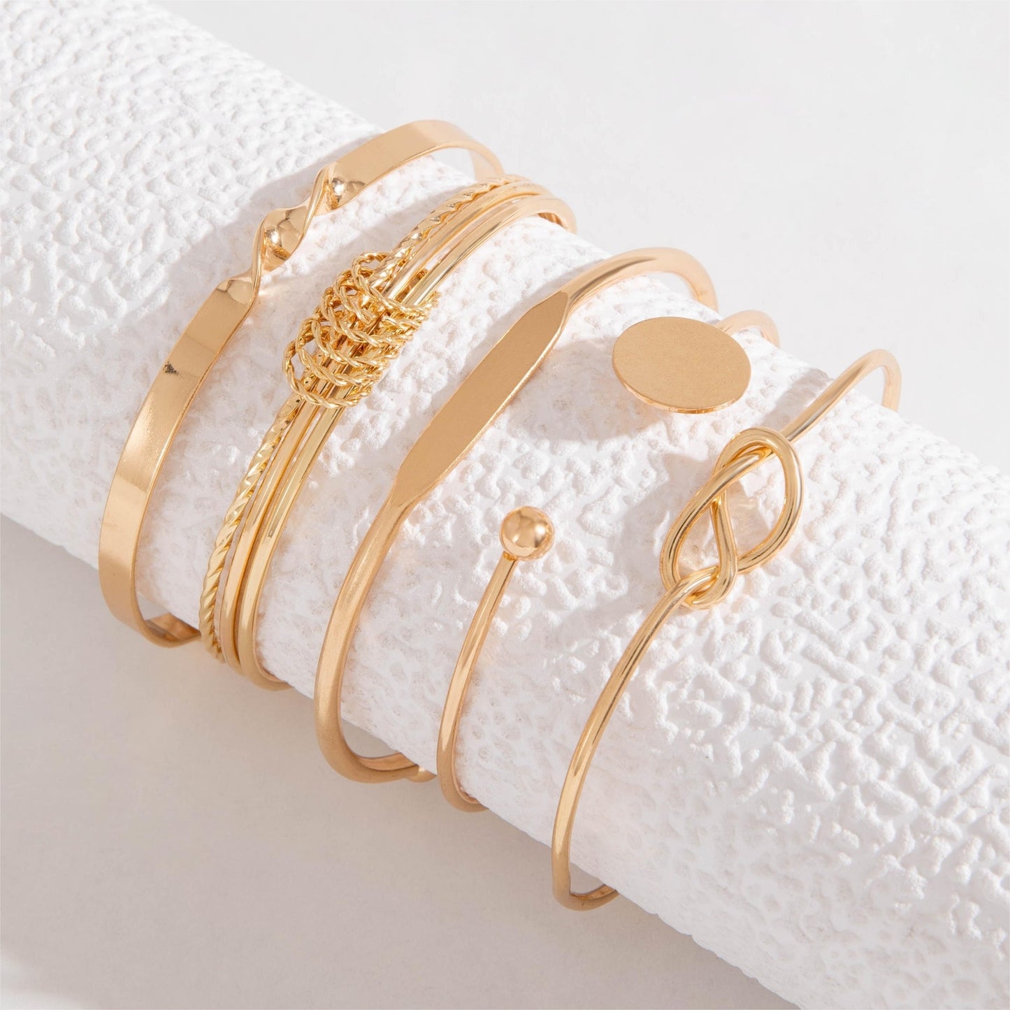 Modern 5-Piece Bracelet Set with Gold-tone