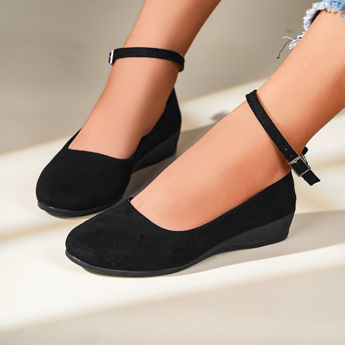 Timeless Tan Faux Suede Wedge Sandals with Wedge