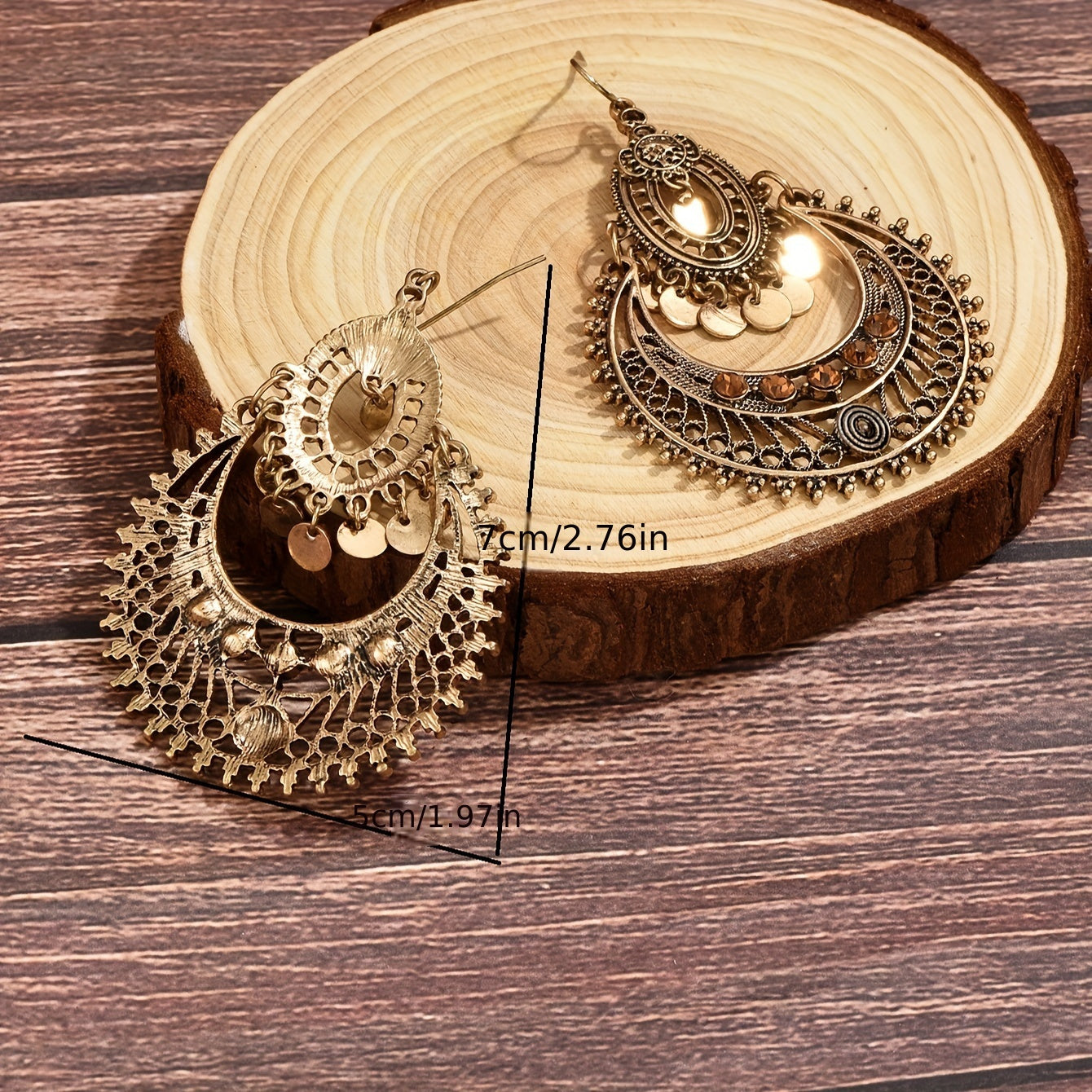 Boho Earrings with Gold-tone