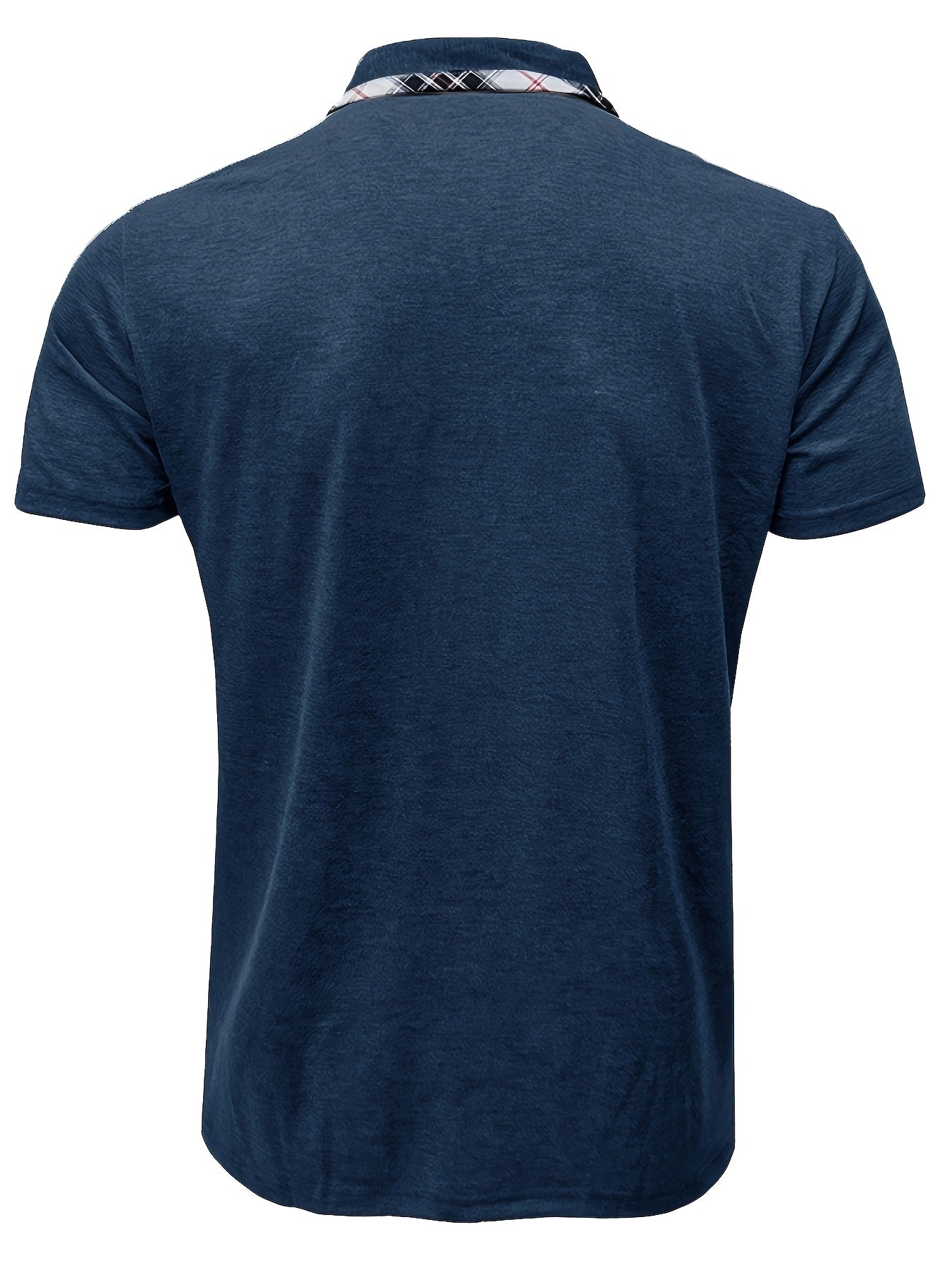Men'S Plus Size Short Sleeve Polo Shirt with Plaid Collar and Button Details - Casual Summer Style, Regular Fit, Slight Stretch Fabric, Plus Size Shirts, PLUS SIZE