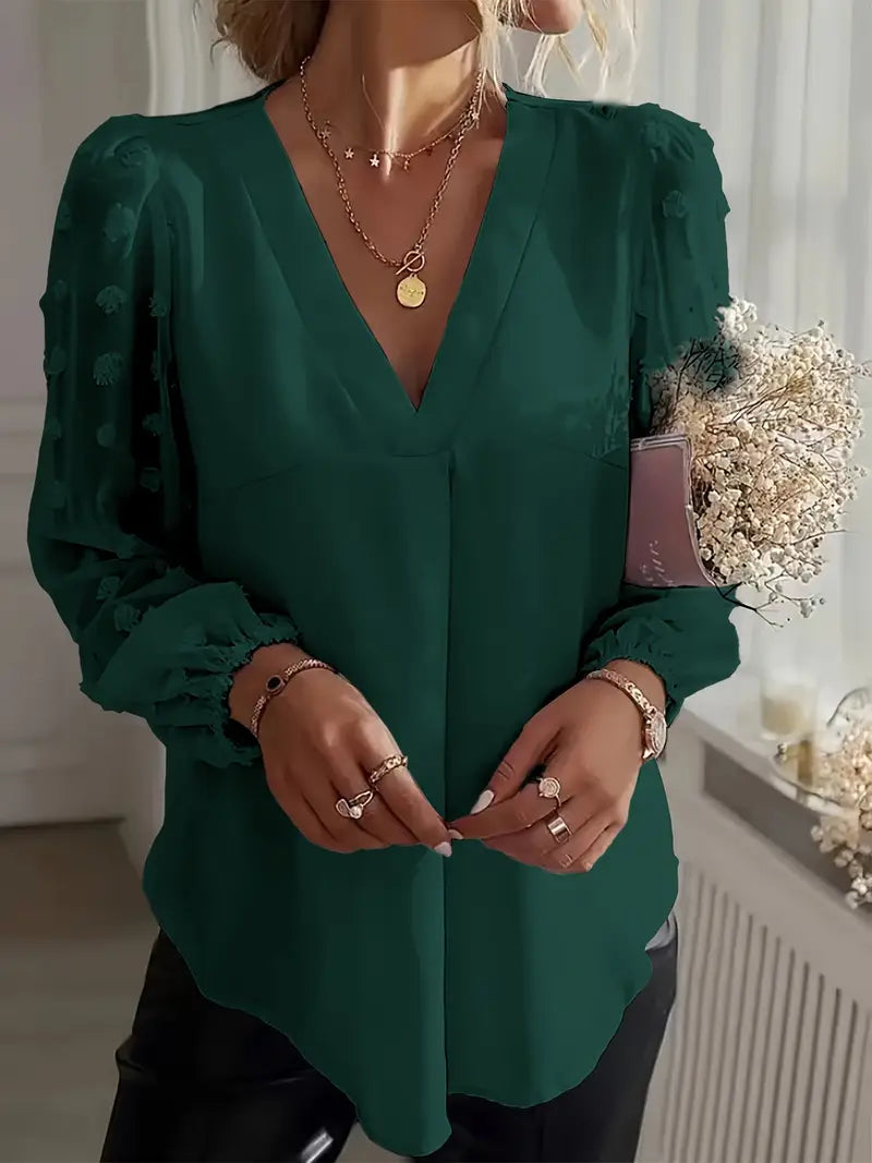 Solid Polyester Blouse Yudomi Swiss Dot