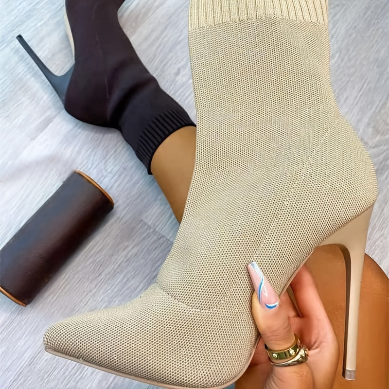 Timeless Beige Ankle Boots with Stiletto