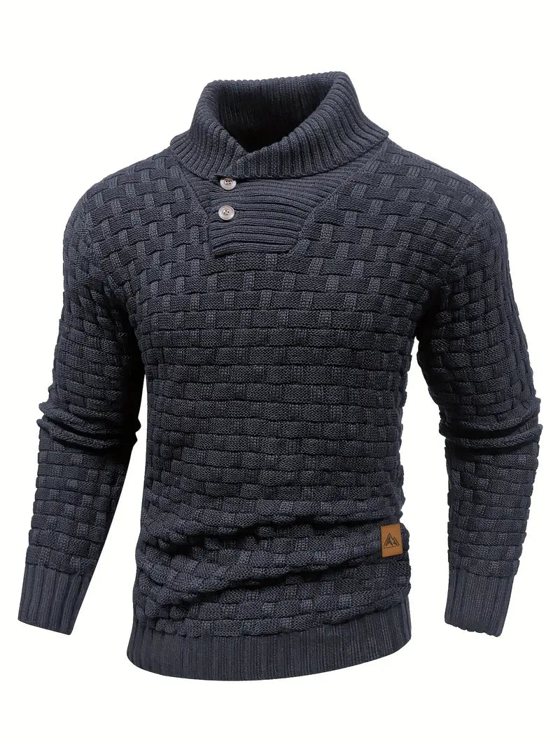 Polyester Knit Button-Up Long Sleeve Sweater