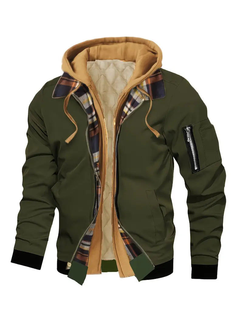 Polyester Hooded Zip Long Sleeve Jacket