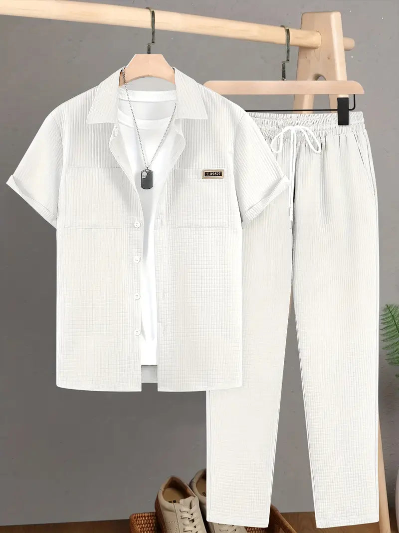 Polyester Button-Up Short Sleeve Shirt
