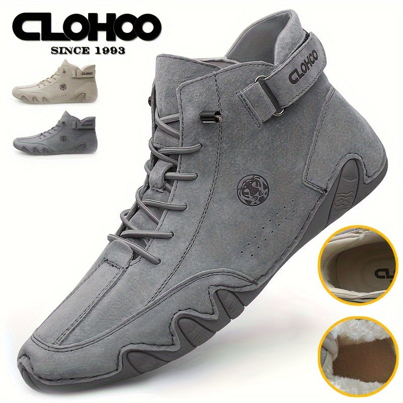 CLOHOO Brand Men'S Pig Short Boots with Lining and Elastic Closure - Preppy Style, Round Toe, Solid Color, England Scene, Spring, Fall, Winter, Summer