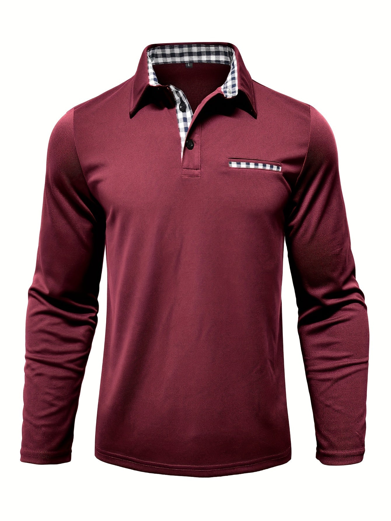 2024 Fall Casual Men'S Long Sleeve Polo Shirt with Color Block Design, Polyester Knit Fabric, Regular Fit, Half Placket, and Slight Stretch