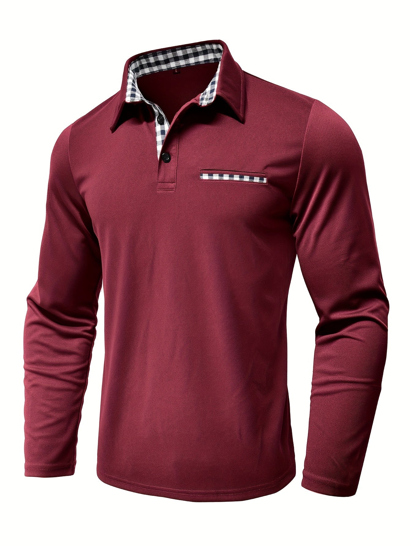 2024 Fall Casual Men'S Long Sleeve Polo Shirt with Color Block Design, Polyester Knit Fabric, Regular Fit, Half Placket, and Slight Stretch