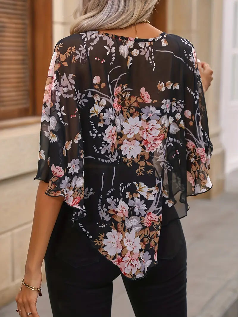 Floral Polyester Blouse Floral Print
