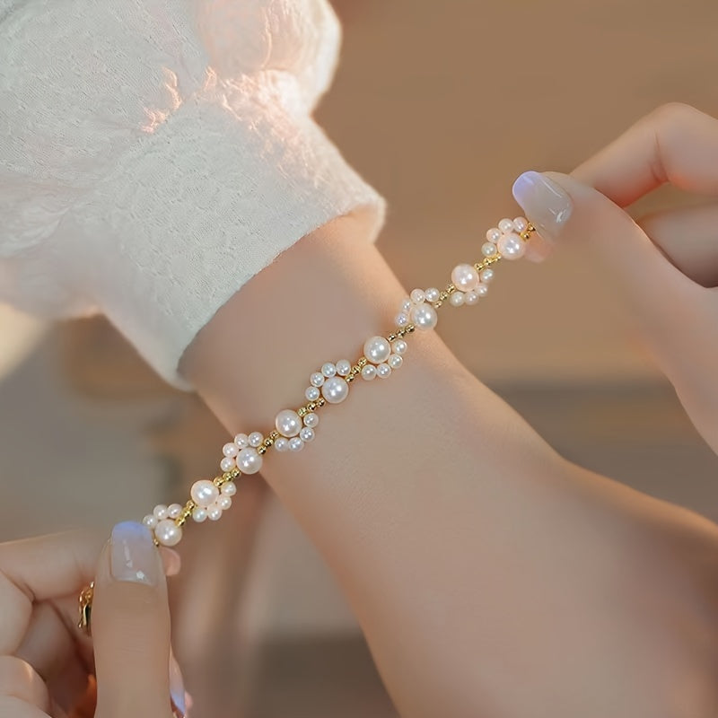 Modern 1-Piece Bracelet Set with Pearl-inspired