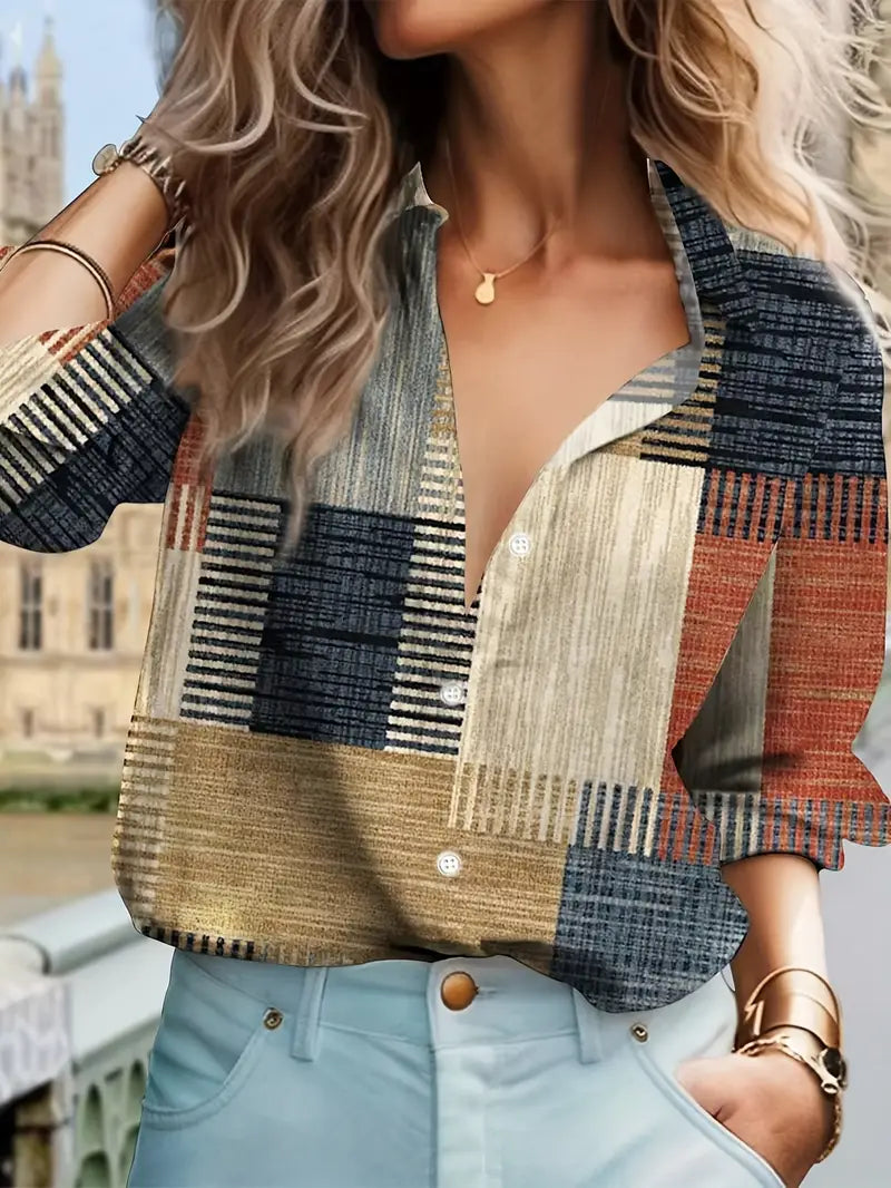 Polyester Blouse Color Blocked