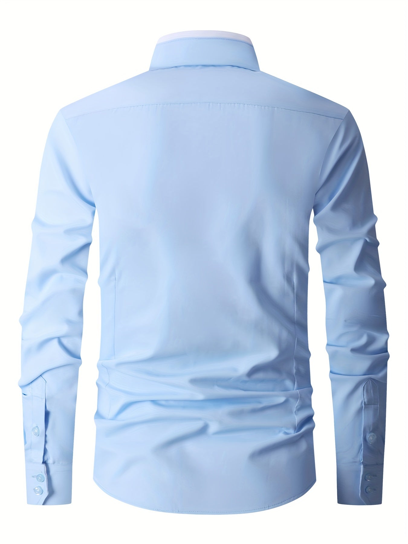 Men's Contrast Collar Design Lapel Collar Design Dress Shirts, Long Sleeve Casual Button Up Shirt For Formal Occasions