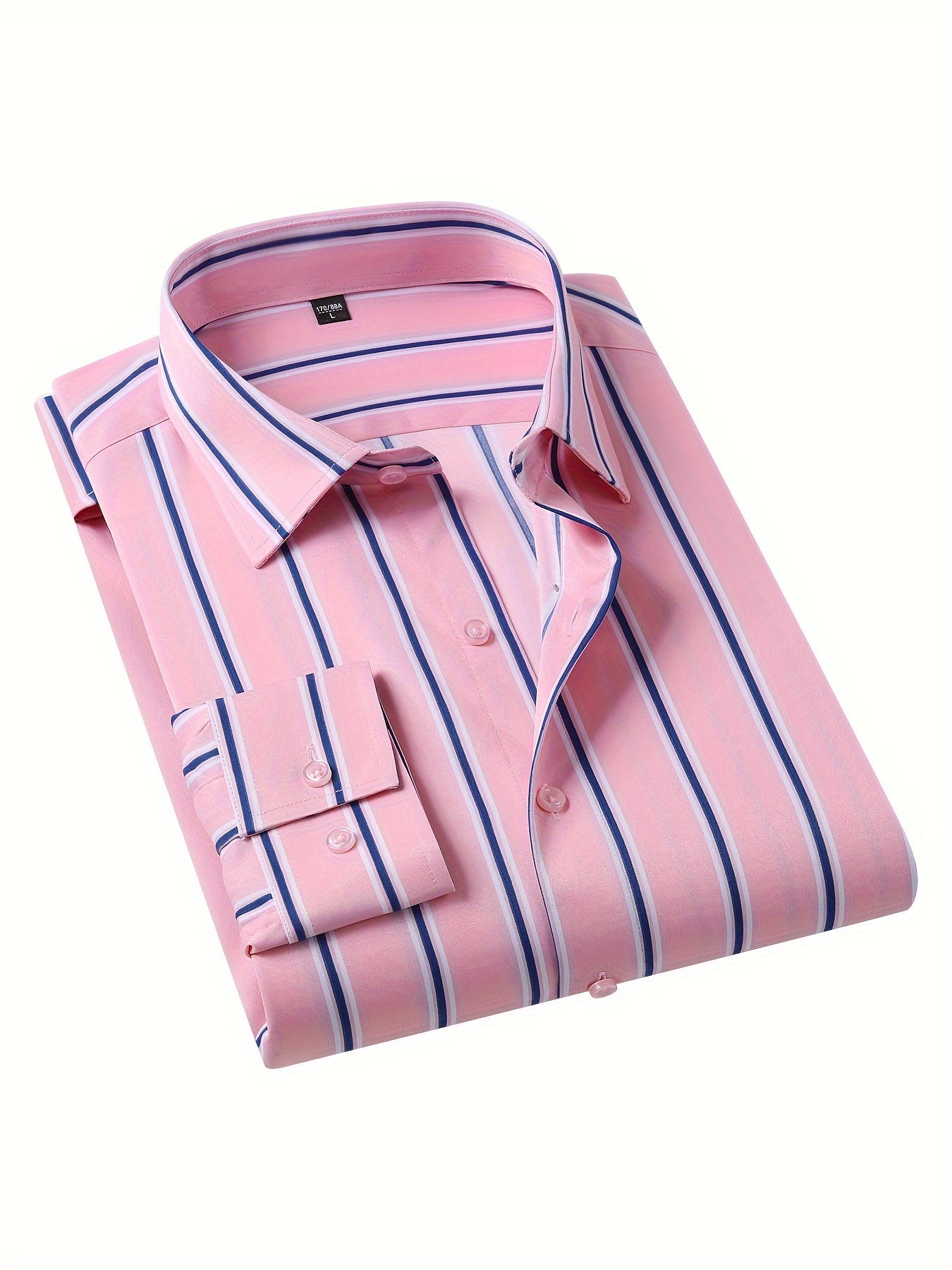 Classic Plaid Design Men's Formal Long Sleeve Shirt, Men's Button Up Shirt For Business Formal Occasions, Gift For Men