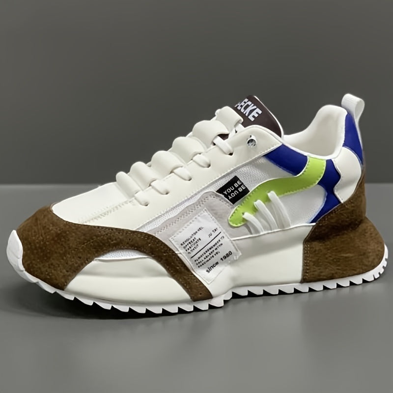 Comfy Trendy Platform Shoes For Outdoor Walking Jogging Camping, All Seasons Men's Lace Up Sneakers