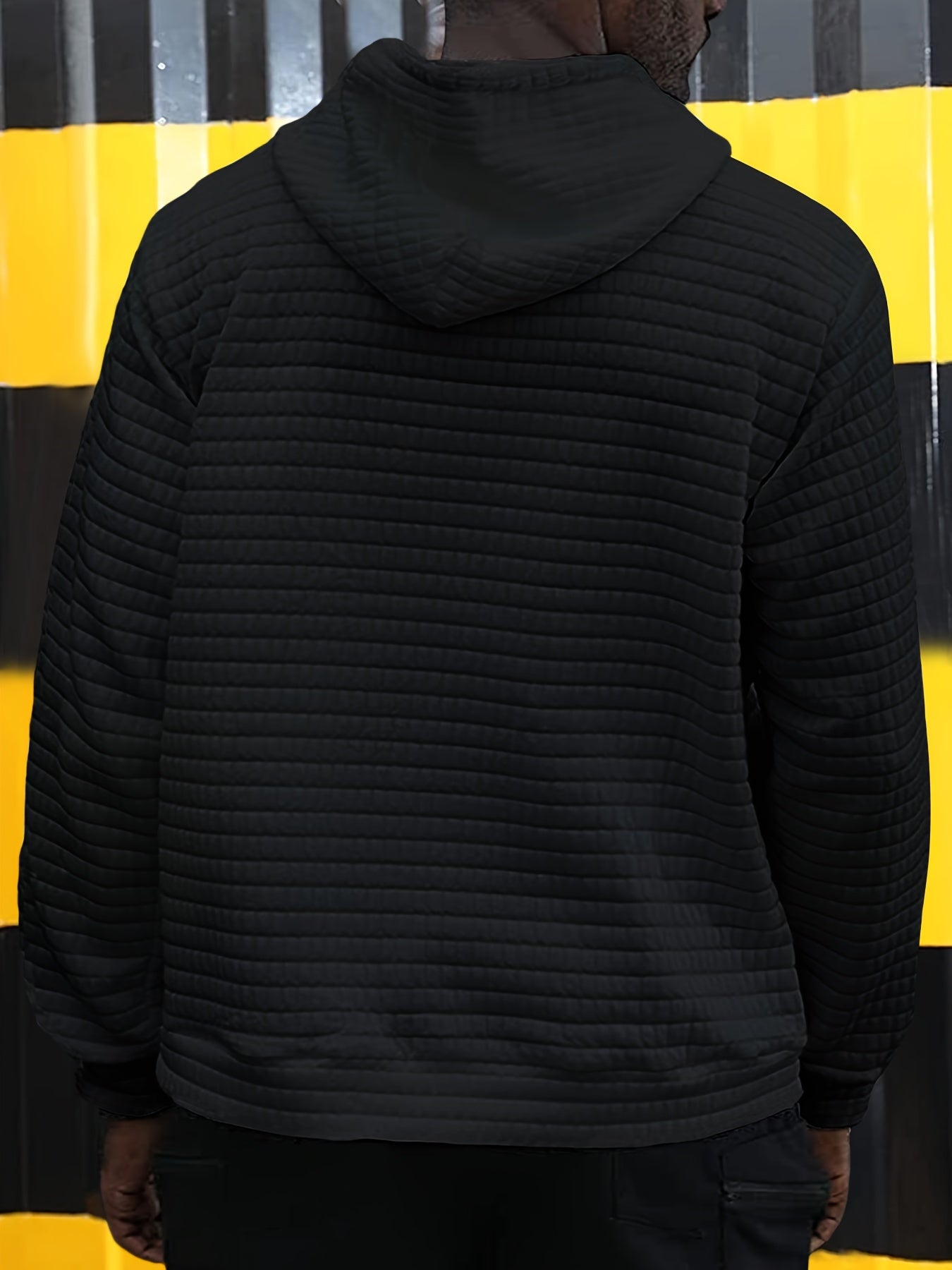 GEKM Men'S Bohemian Plaid Long Sleeve Hoodie - Cozy Jacquard Fabric Sweatshirt with Orange Accents, Casual Outdoor Jogging & Fitness Training Pullover, Regular Fit, Hooded Design, Comfortable Pullover