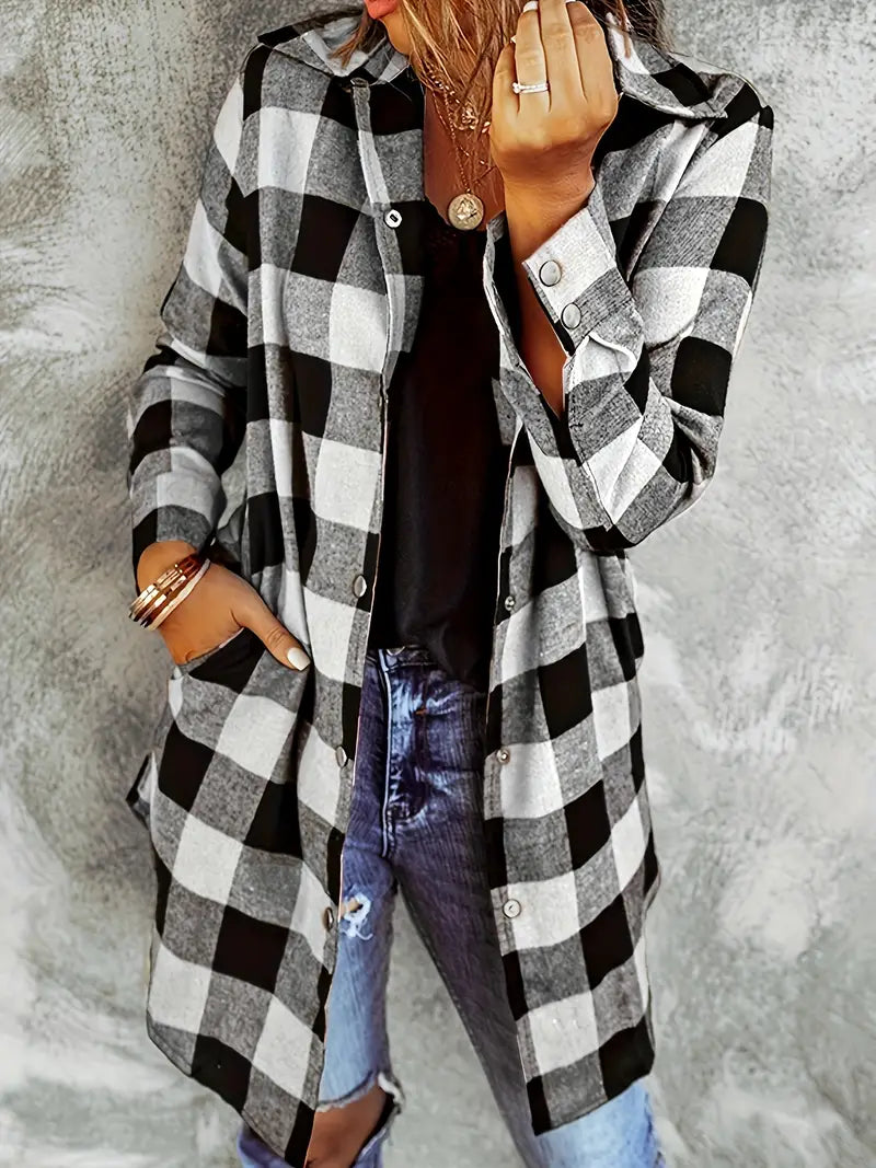 Plaid Polyester Blouse