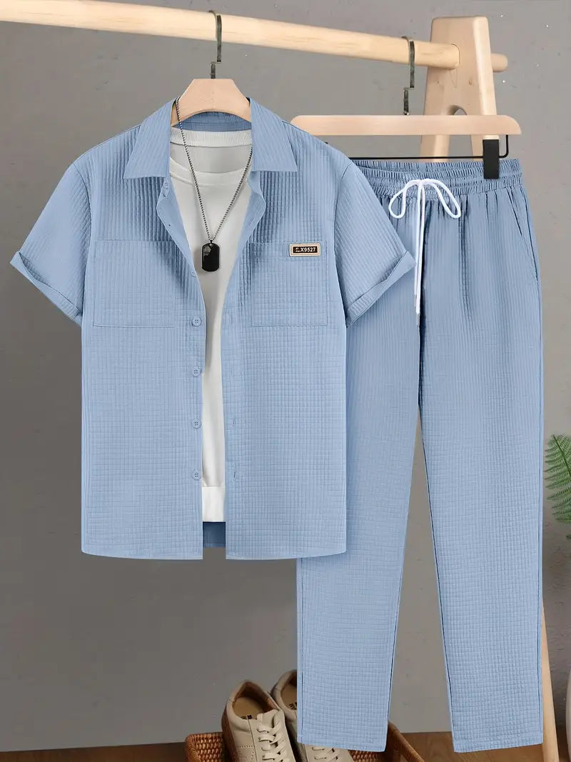 Polyester Button-Up Short Sleeve Shirt