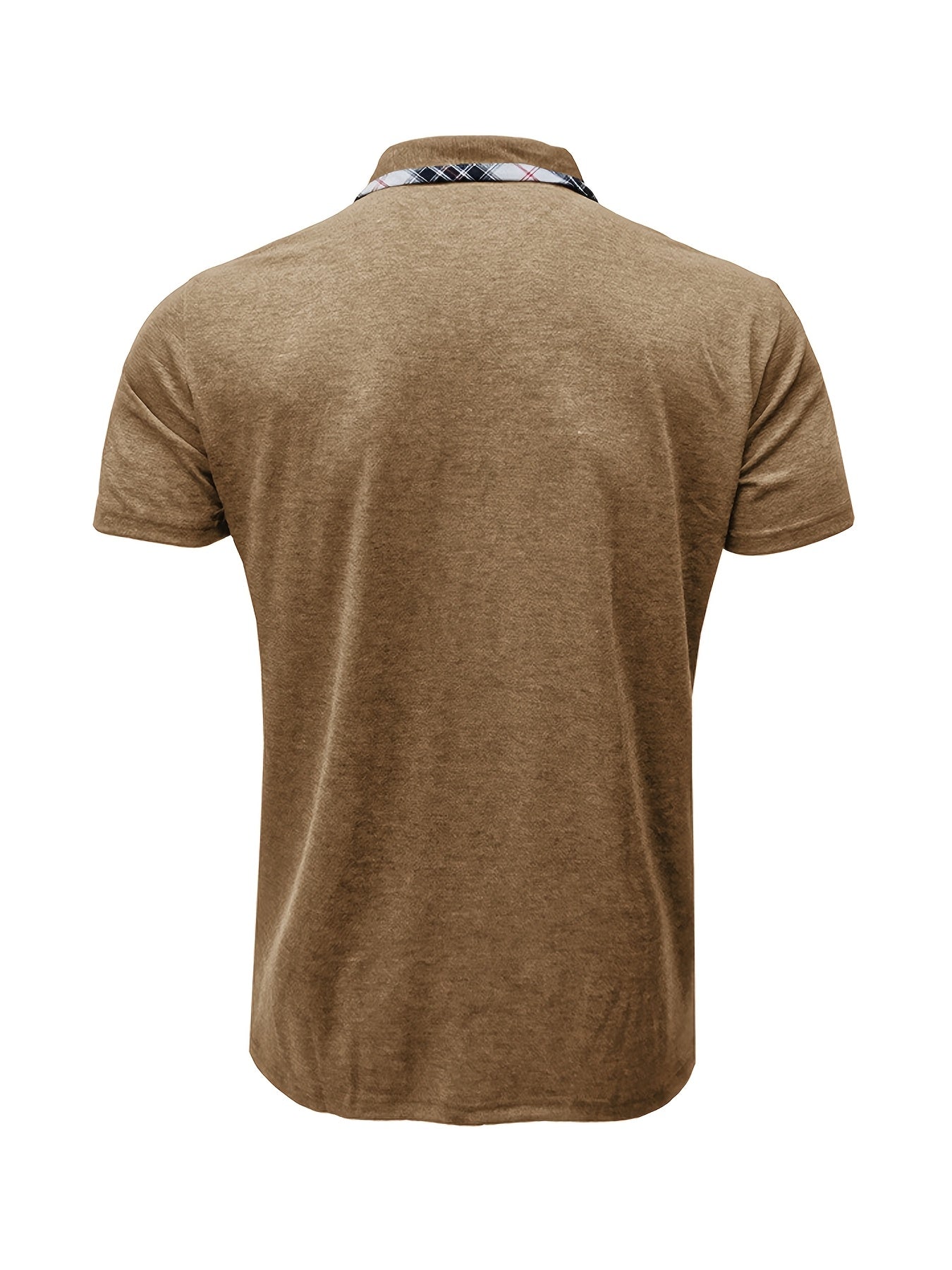 Men'S Plus Size Short Sleeve Polo Shirt with Plaid Collar and Button Details - Casual Summer Style, Regular Fit, Slight Stretch Fabric, Plus Size Shirts, PLUS SIZE