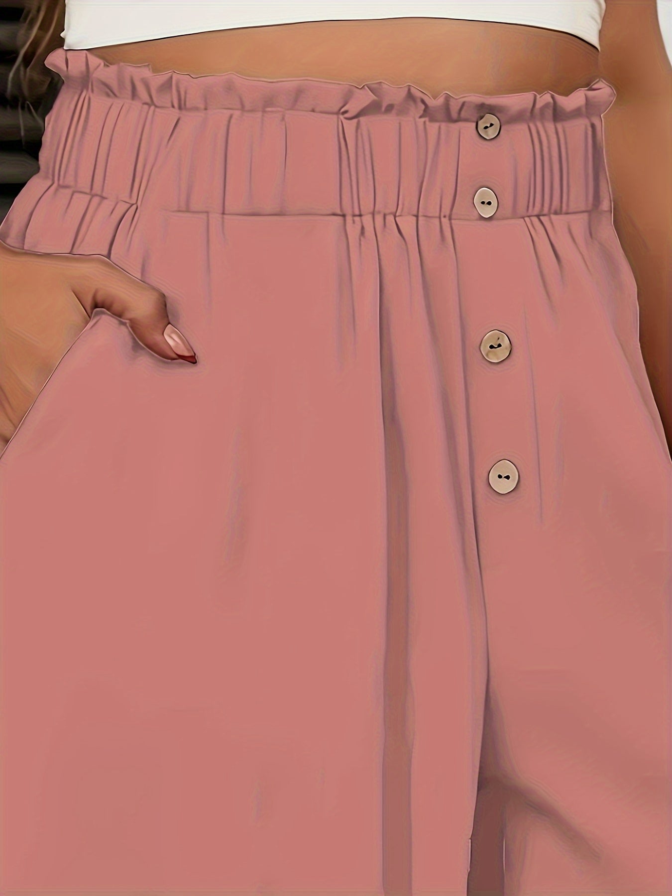 Women's Elegant Wide-Leg Trousers with Extended Length - Beige Solid Color High-Waisted Non-Stretch Pants, Structured Fit for All-Season Casual & Formal Outfits, Versatile Office to Semi-Formal Wear, Allseason Clothing, Classic Design, Quality S