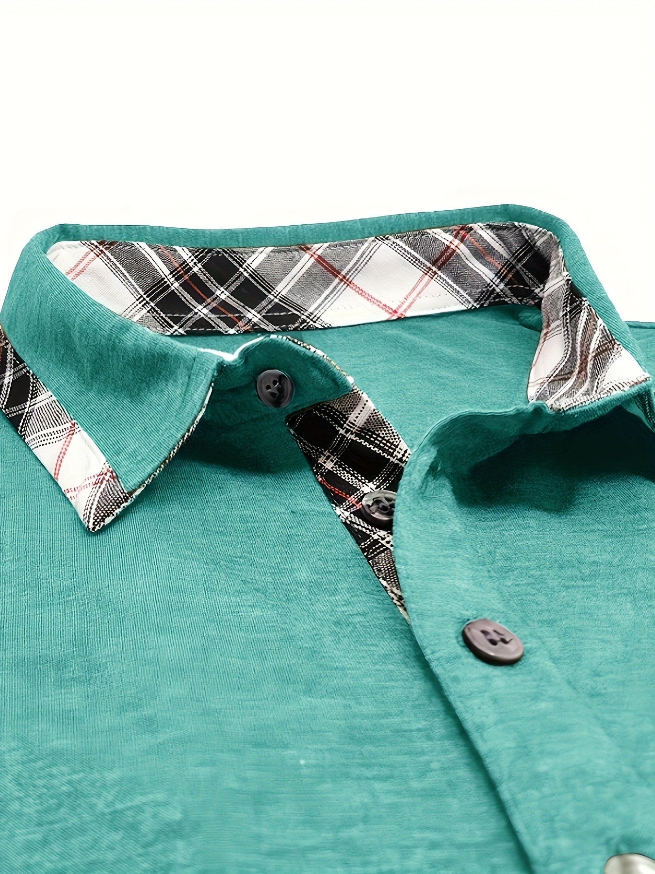 Men'S Plus Size Short Sleeve Polo Shirt with Plaid Collar and Button Details - Casual Summer Style, Regular Fit, Slight Stretch Fabric, Plus Size Shirts, PLUS SIZE