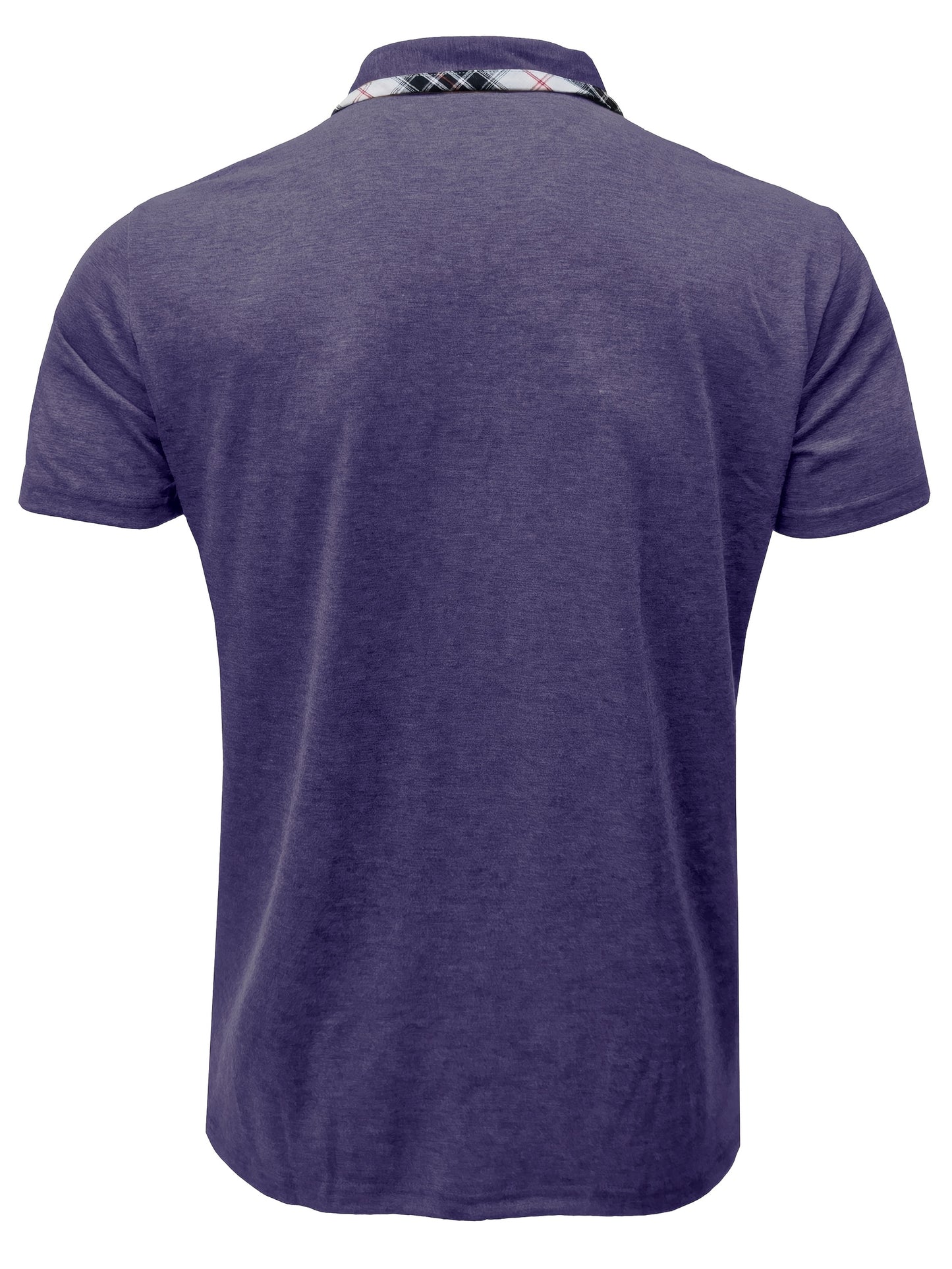Men'S Plus Size Short Sleeve Polo Shirt with Plaid Collar and Button Details - Casual Summer Style, Regular Fit, Slight Stretch Fabric, Plus Size Shirts, PLUS SIZE