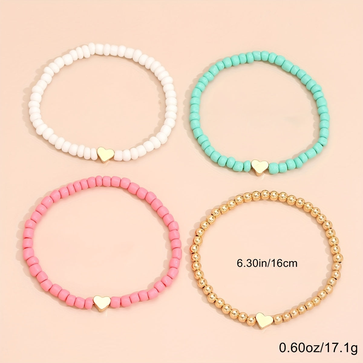 Boho 4-Piece Necklace & Bracelet Set with Polished finish