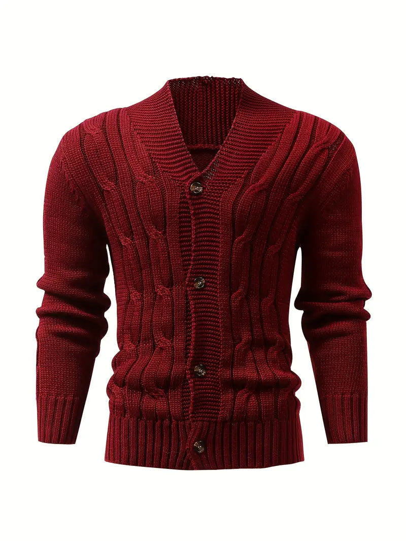 Polyester Knit Button-Up Long Sleeve Cardigan