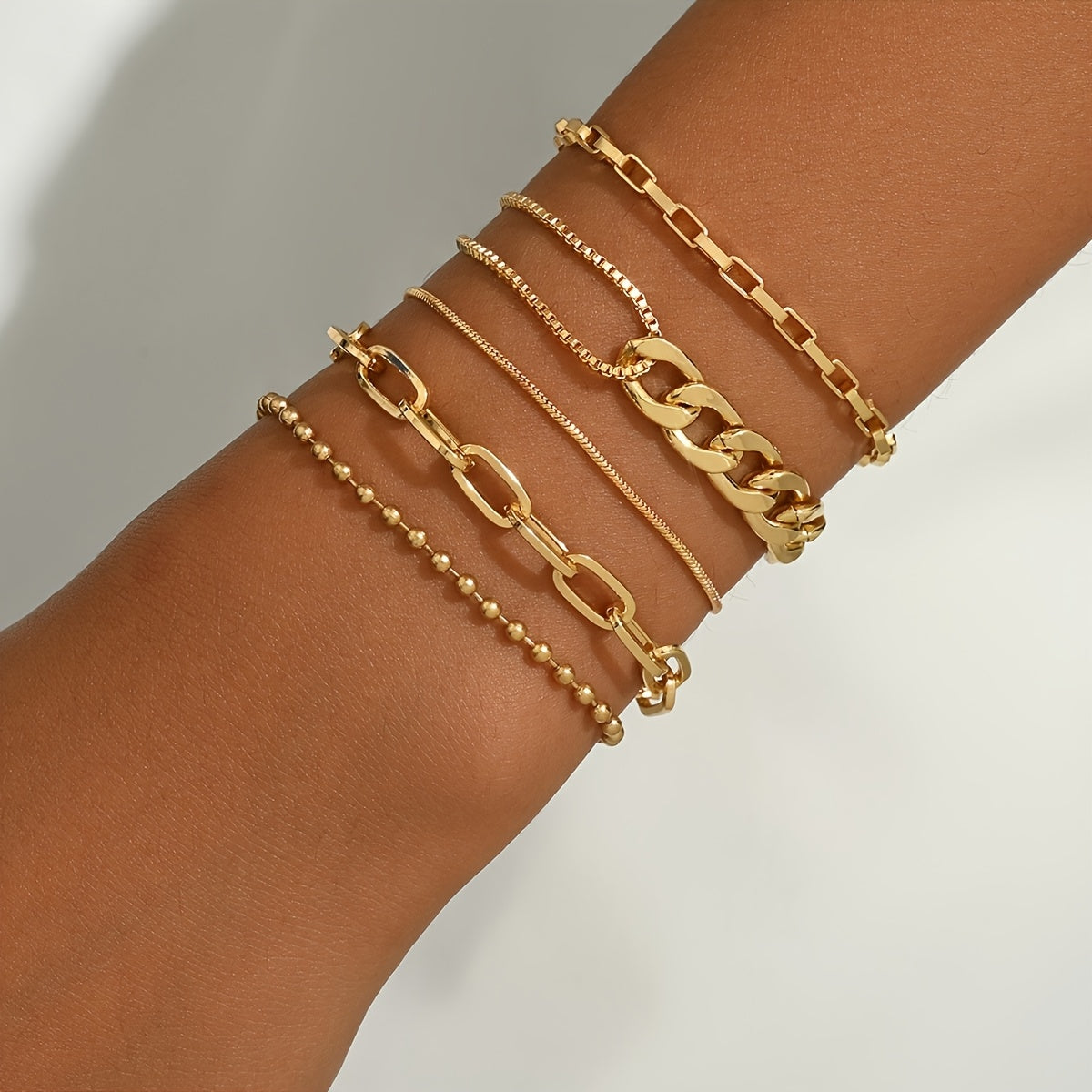 Vintage 5-Piece Necklace & Bracelet Set with Polished finish