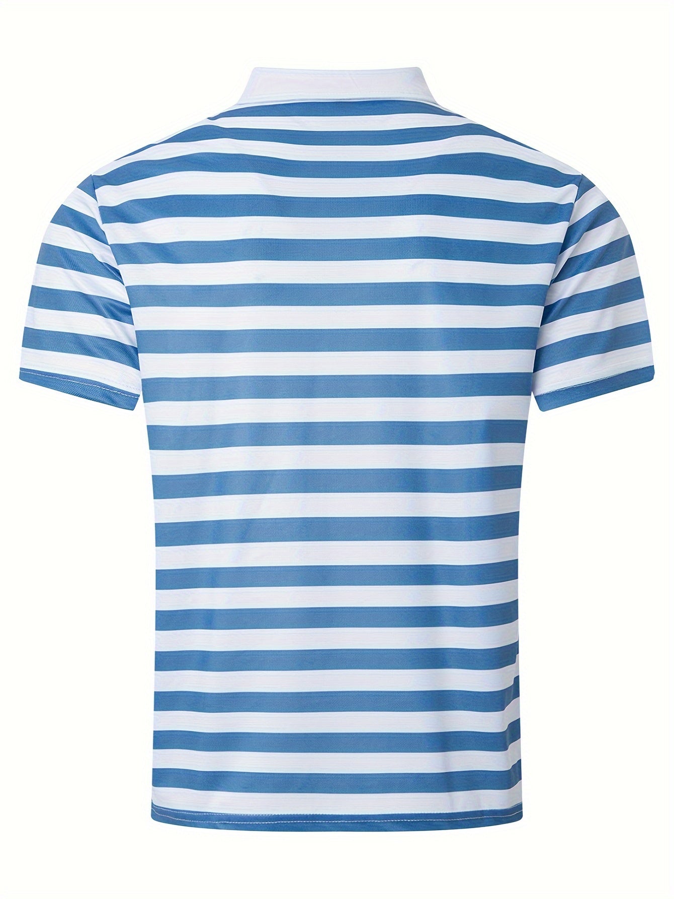 Men'S Short-Sleeve Polo Shirt with Print Stripes for Casual Summer Wear.