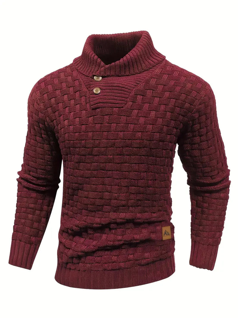 Polyester Knit Button-Up Long Sleeve Sweater