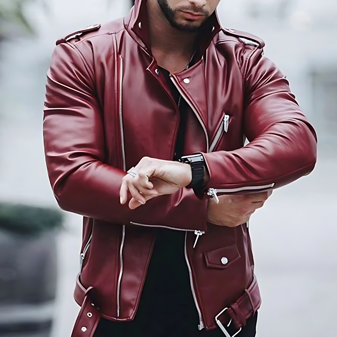 LEATHER JACKET WITH BELT