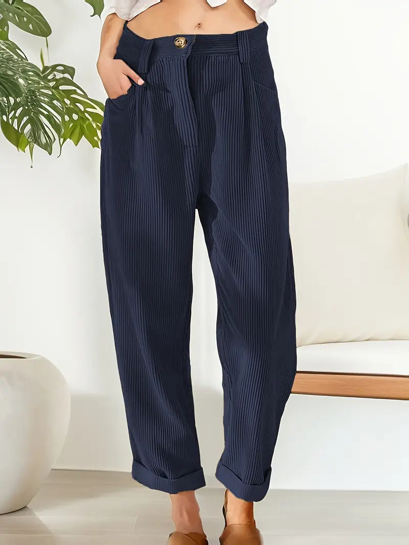 Solid Corduroy Pants Solid Color Corduroy