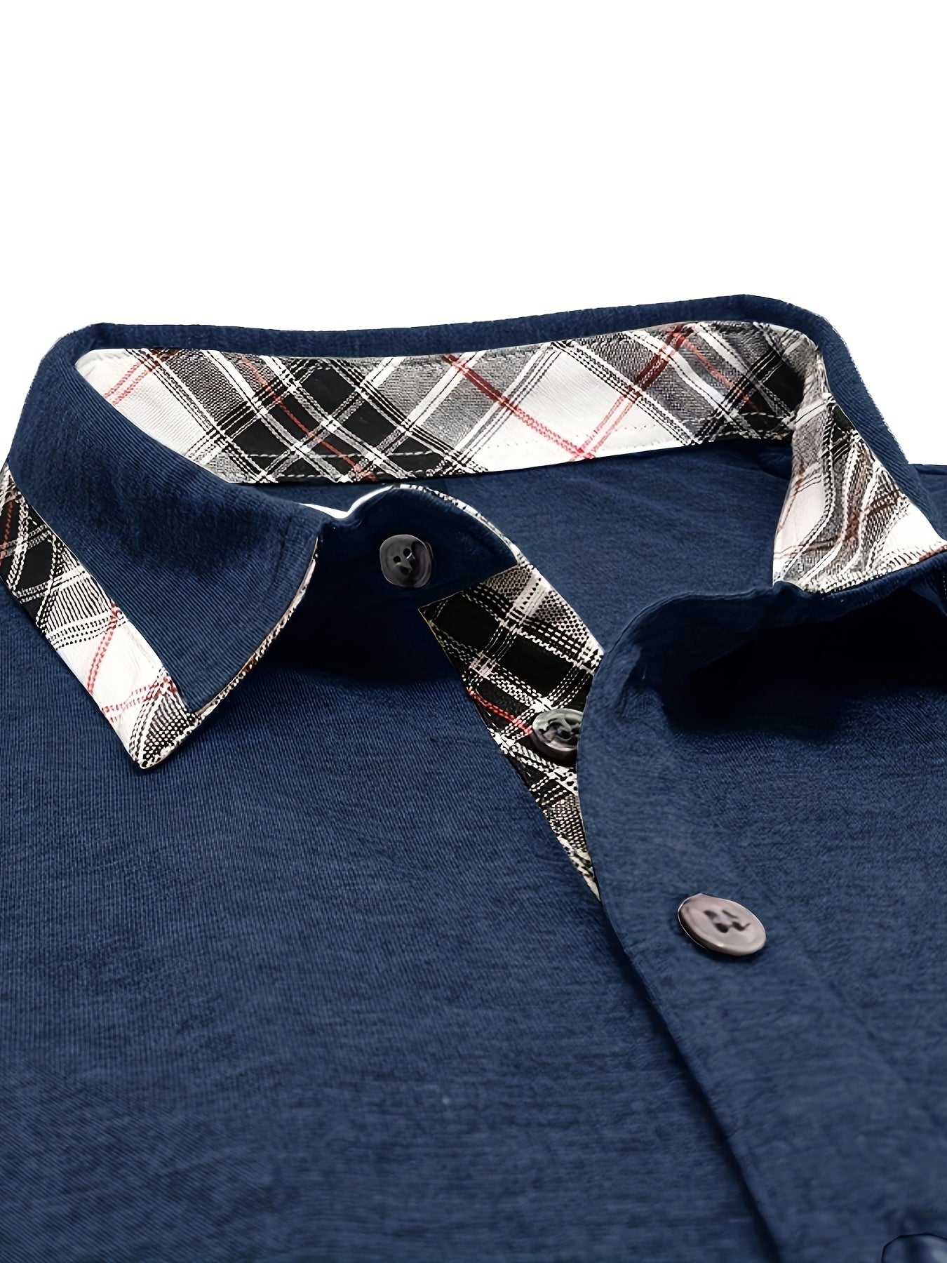 Men'S Plus Size Short Sleeve Polo Shirt with Plaid Collar and Button Details - Casual Summer Style, Regular Fit, Slight Stretch Fabric, Plus Size Shirts, PLUS SIZE